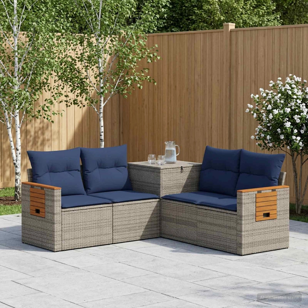 Set di divani 5 pz Grigio e Blu Navy 179 x 179 x 85 cm 3447951