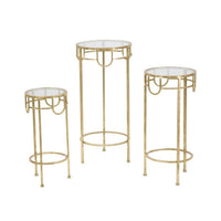 Set Tavolino Dorato 3 PZ cm diam 33X70 - 28X60 - 23X50 - GOLD 3 PZ