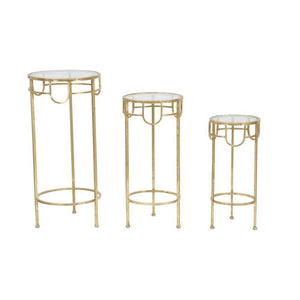 Set Tavolino Dorato 3 PZ cm diam 33X70 - 28X60 - 23X50 - GOLD 3 PZ