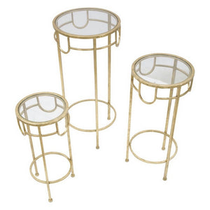 Set Tavolino Dorato 3 PZ cm diam 33X70 - 28X60 - 23X50 - GOLD 3 PZ