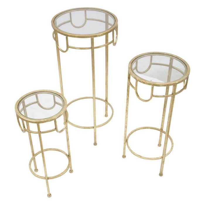 Set Tavolino Dorato 3 PZ cm diam 33X70 - 28X60 - 23X50 - GOLD 3 PZ