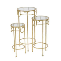 Set Tavolino Dorato 3 PZ cm diam 33X70 - 28X60 - 23X50 - GOLD 3 PZ