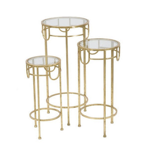 Set Tavolino Dorato 3 PZ cm diam 33X70 - 28X60 - 23X50 - GOLD 3 PZ