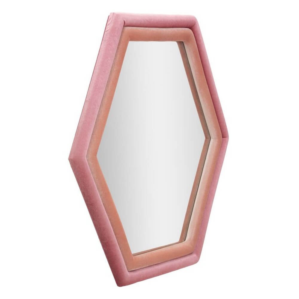 Specchio da Muro Velluto Rosa cm 75X4X80 - CLOUD VELLUTO ROSA