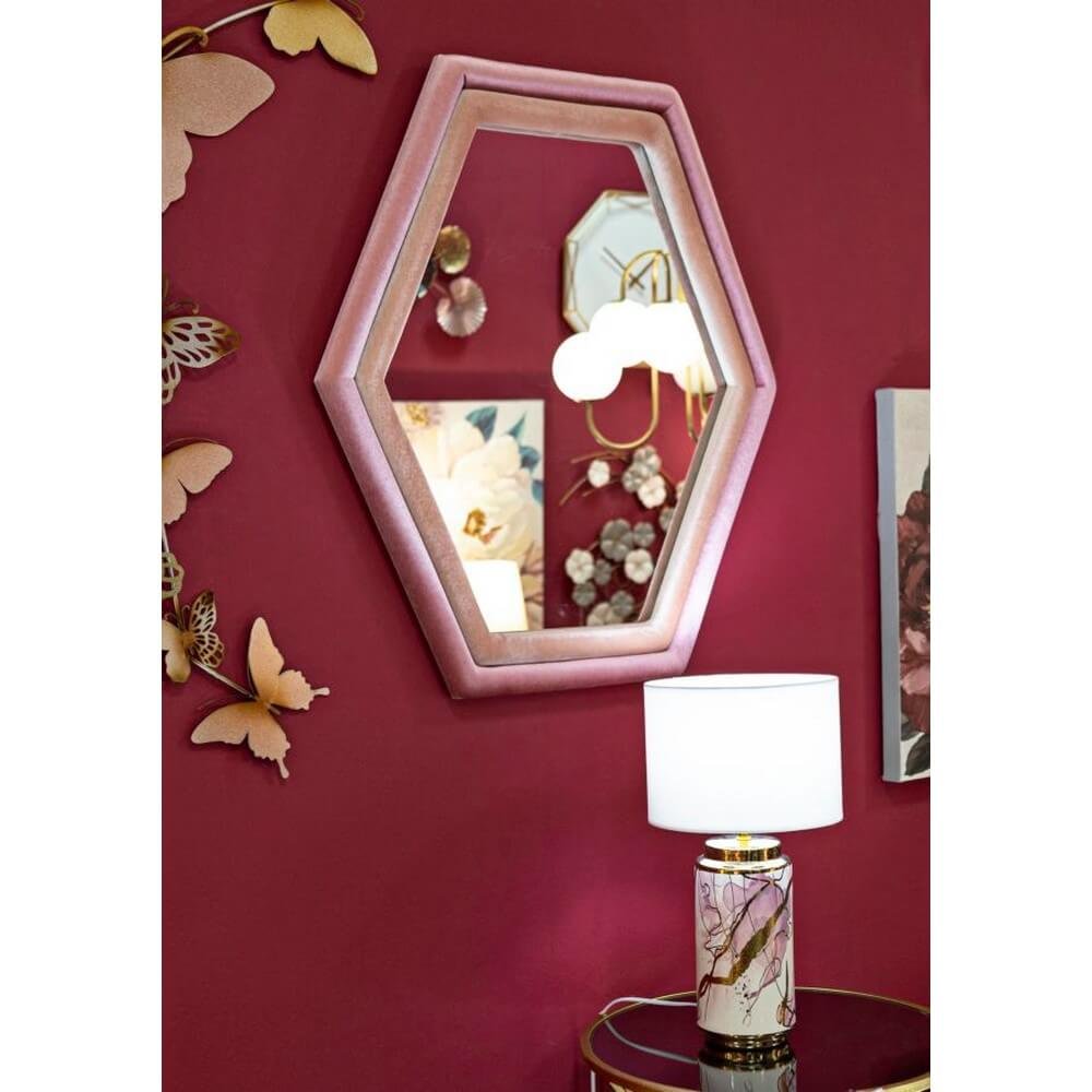 Specchio da Muro Velluto Rosa cm 75X4X80 - CLOUD VELLUTO ROSA