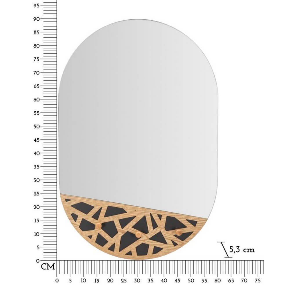 Specchio da Muro con Appendiabiti Carv 60x90 cm - TERRY
