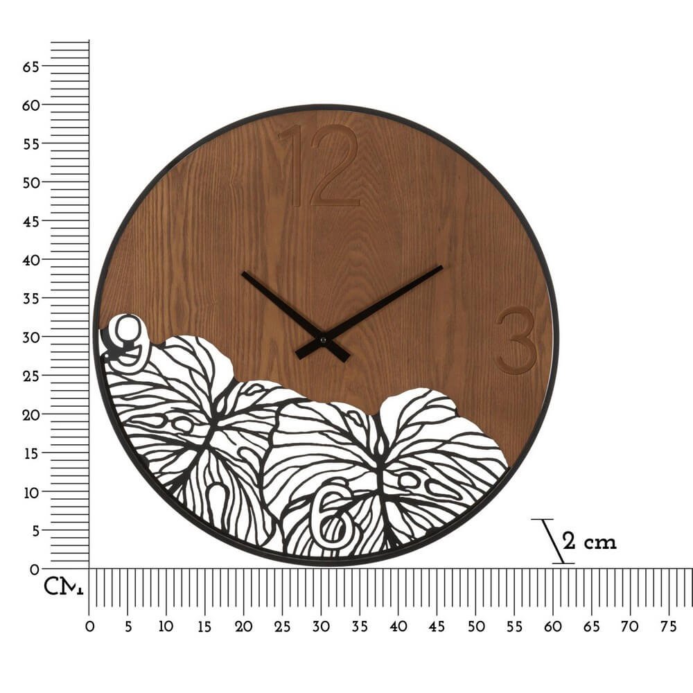 Orologio da Muro Legno/Foglia diam 60 cm - WOOD/LEAF
