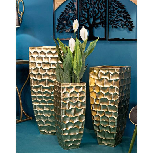 Set di Vasi Decorativi Tris cm 38X38X94-30,5X30,5X76-23X23X63 - GLODY TRIS