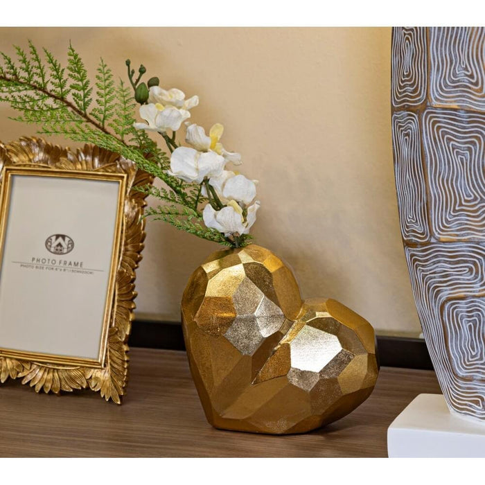 Vaso Motivo Cuore cm 19X9X18 - HEART GOLD