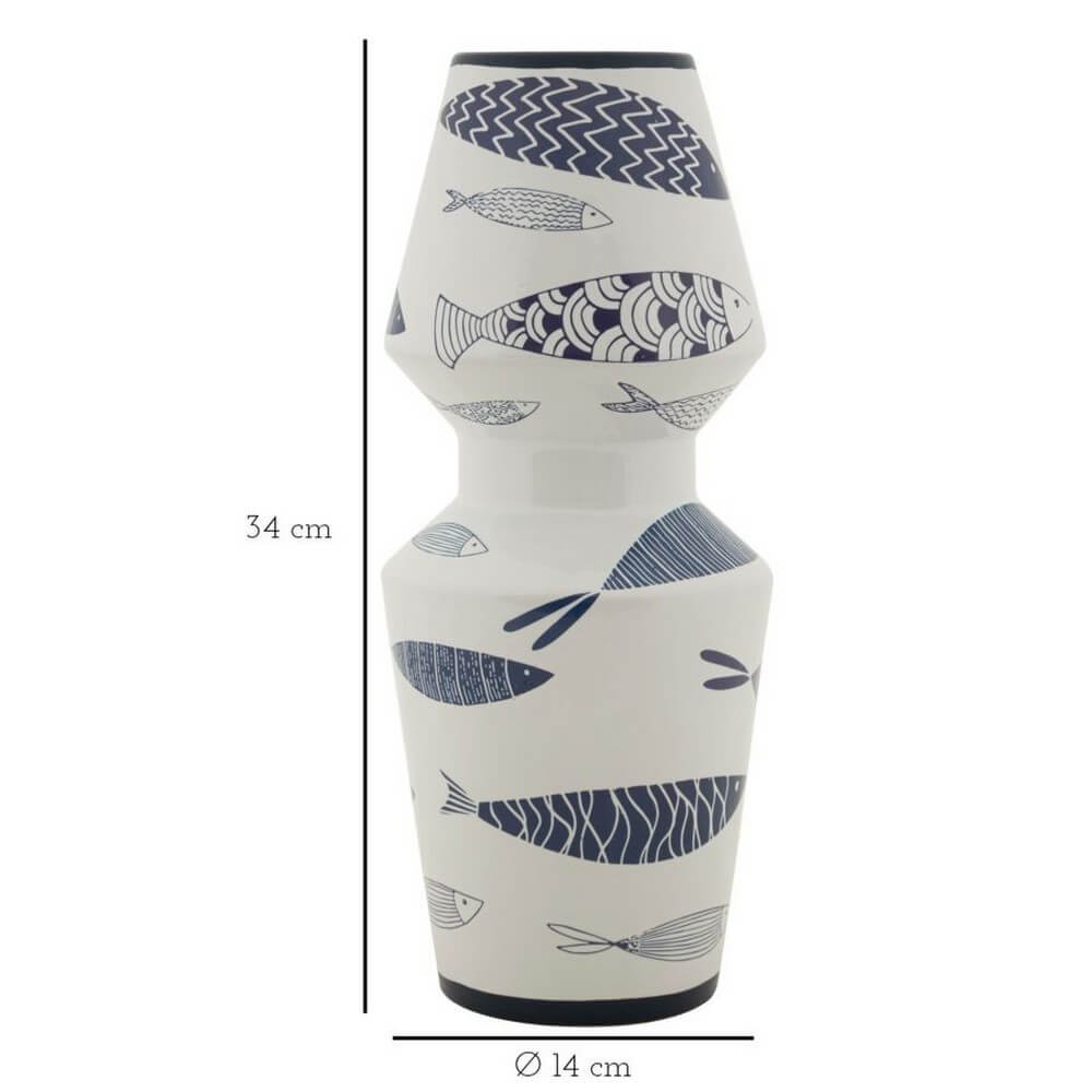Vaso Ceramica Doppio Pesci cm diam 14X34 - FISH DOUBLE
