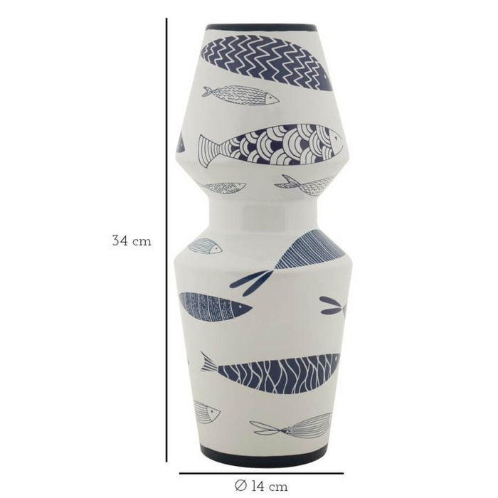 Vaso Ceramica Doppio Pesci cm diam 14X34 - FISH DOUBLE
