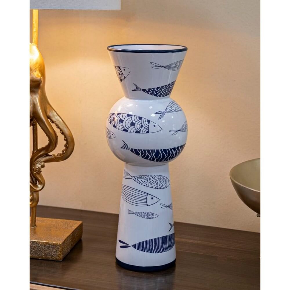 Vaso Ceramica Alto Pesci cm diam 14X38,5 - FISH TALL