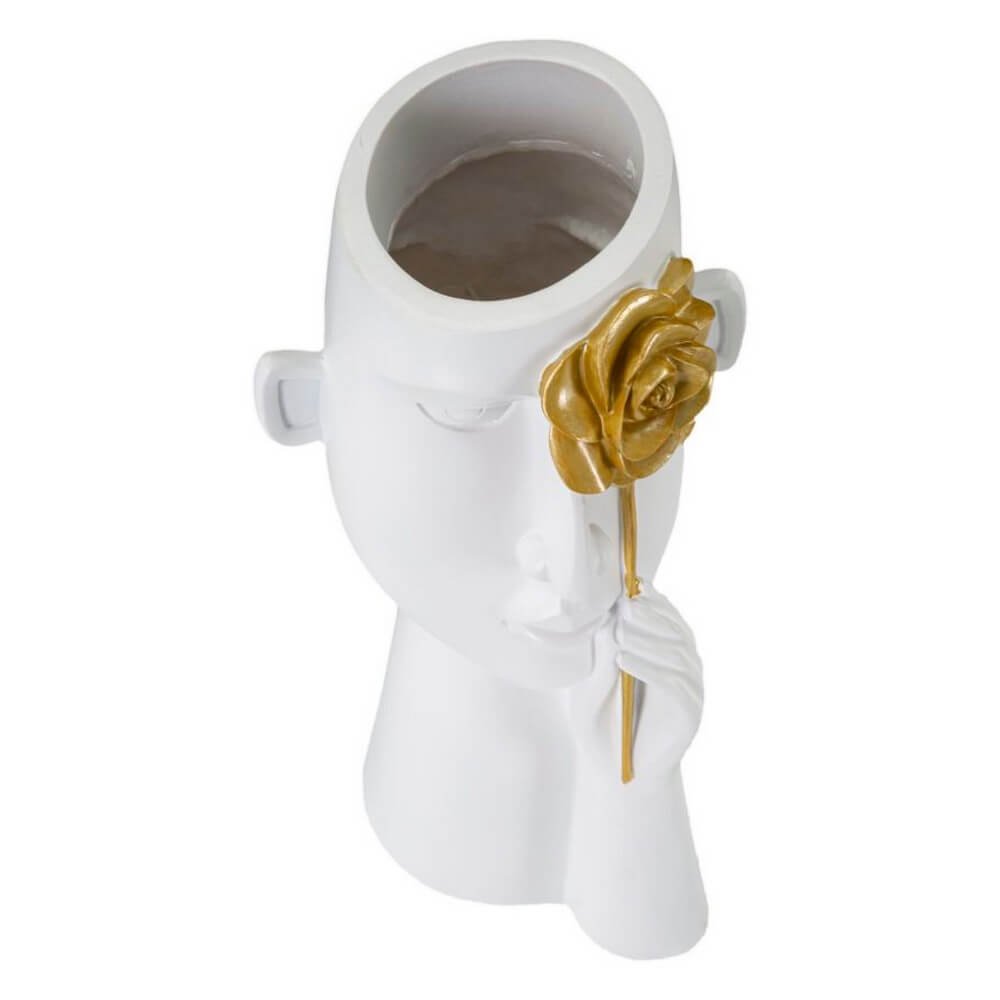 Vaso Volto con Fiore cm 14X13X27 - FACEON FIORE