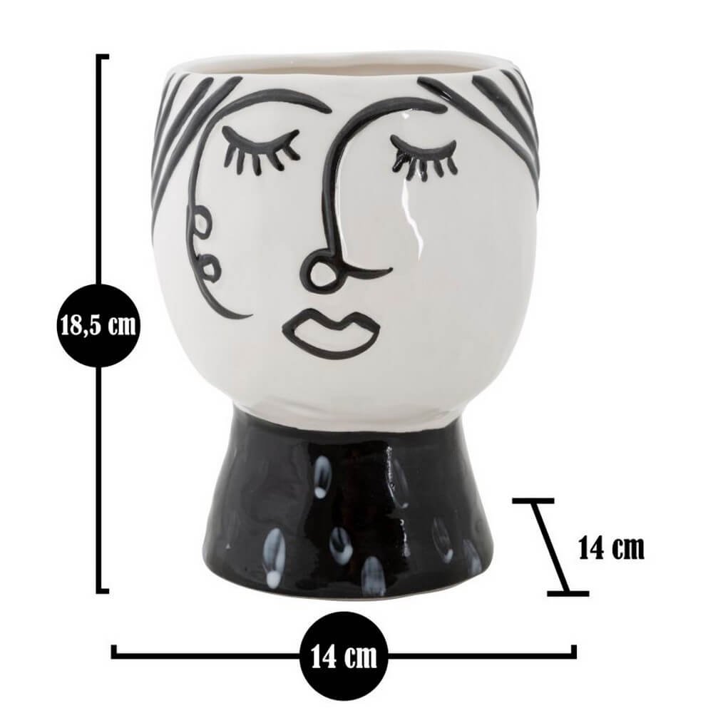 Vaso Volto con Motivo cm Ø 14X18,2 - POT FACE