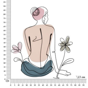 Decorazione Parete Donna con Fiore cm 80X1,3X90 - LADYON FIORE