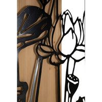 Decorazione Parete Fiore di Loto Ferro e Legno cm 60X2X90 - LOTUS
