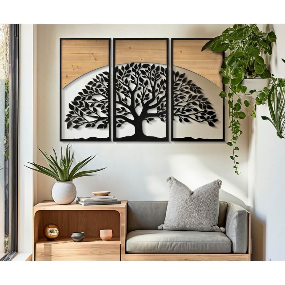 Decorazione Parete Arco Ferro e Legno Set 3 Pezzi cm 105X2X70 (35X2X70) - ARC