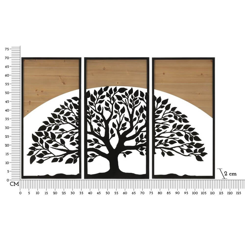Decorazione Parete Arco Ferro e Legno Set 3 Pezzi cm 105X2X70 (35X2X70) - ARC