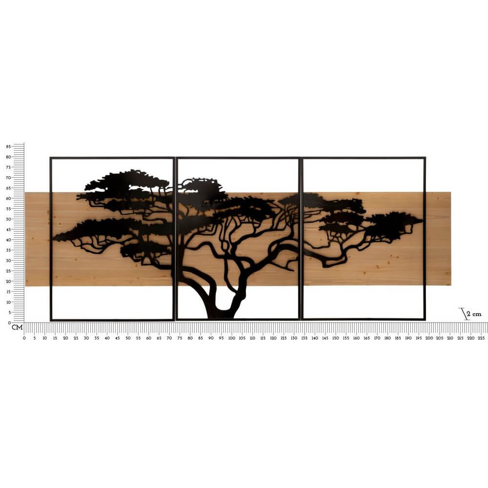 Decorazione Parete Set 3 Pezzi Ferro e Legno cm 204X2X80 - LAGOS