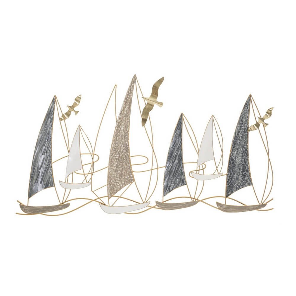 Decorazione Parete Ferro Barchetta cm 123,8X5,1X69,9 - VELA LIGHT