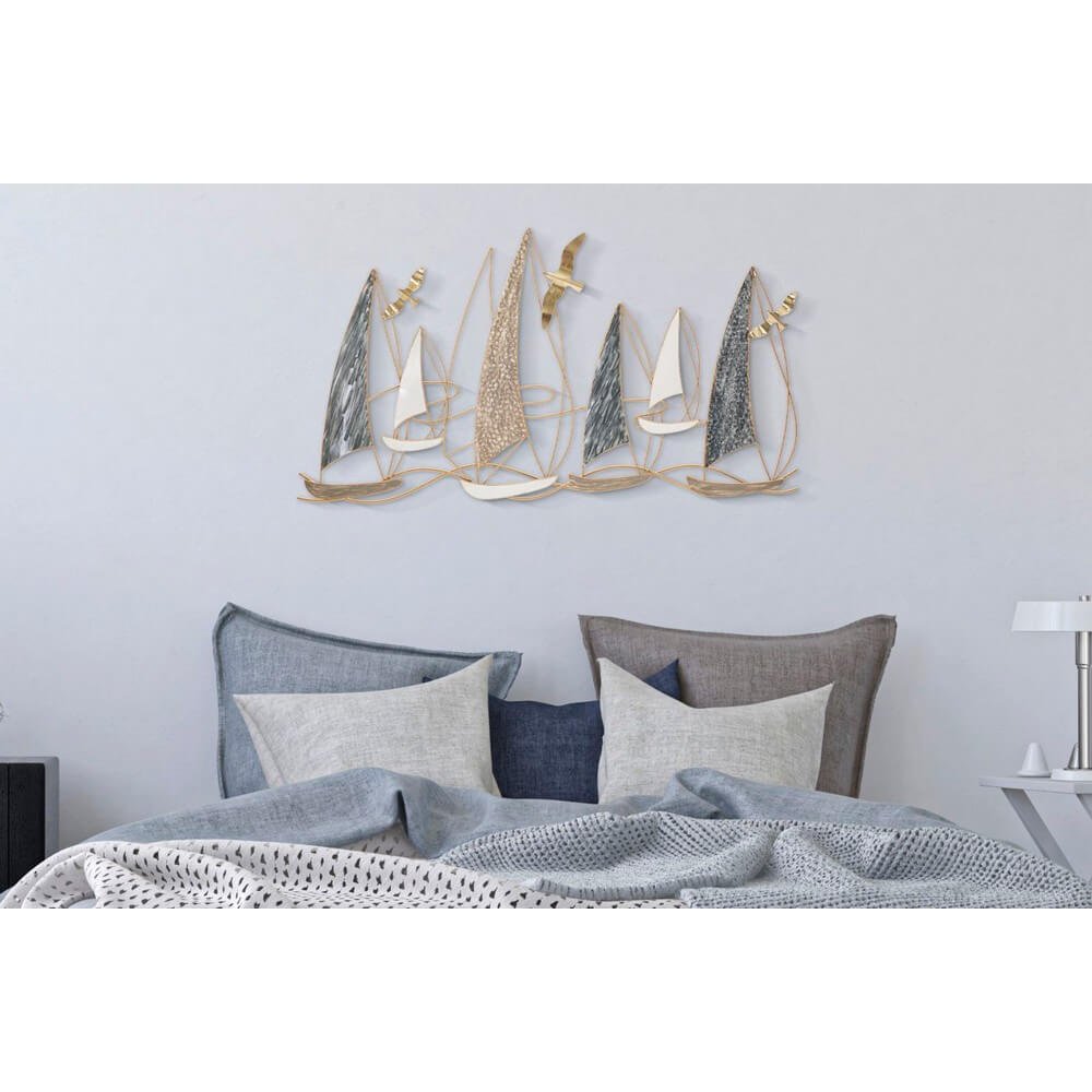 Decorazione Parete Ferro Barchetta cm 123,8X5,1X69,9 - VELA LIGHT