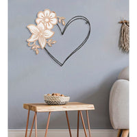Decorazione Parete Ferro e Legno Cuore cm 50X2X45 - HEART