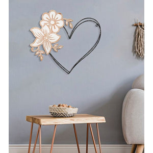 Decorazione Parete Ferro e Legno Cuore cm 50X2X45 - HEART