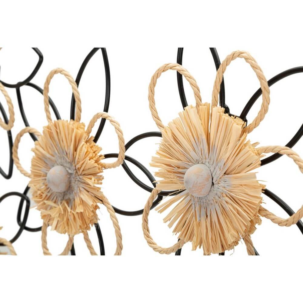 Decorazione Parete Ferro e Raffia Flusso cm 60X4X35 - FLOW