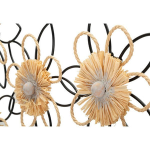 Decorazione Parete Ferro e Raffia Flusso cm 60X4X35 - FLOW