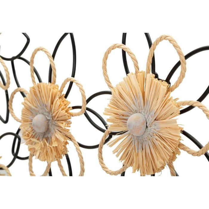 Decorazione Parete Ferro e Raffia Flusso cm 60X4X35 - FLOW