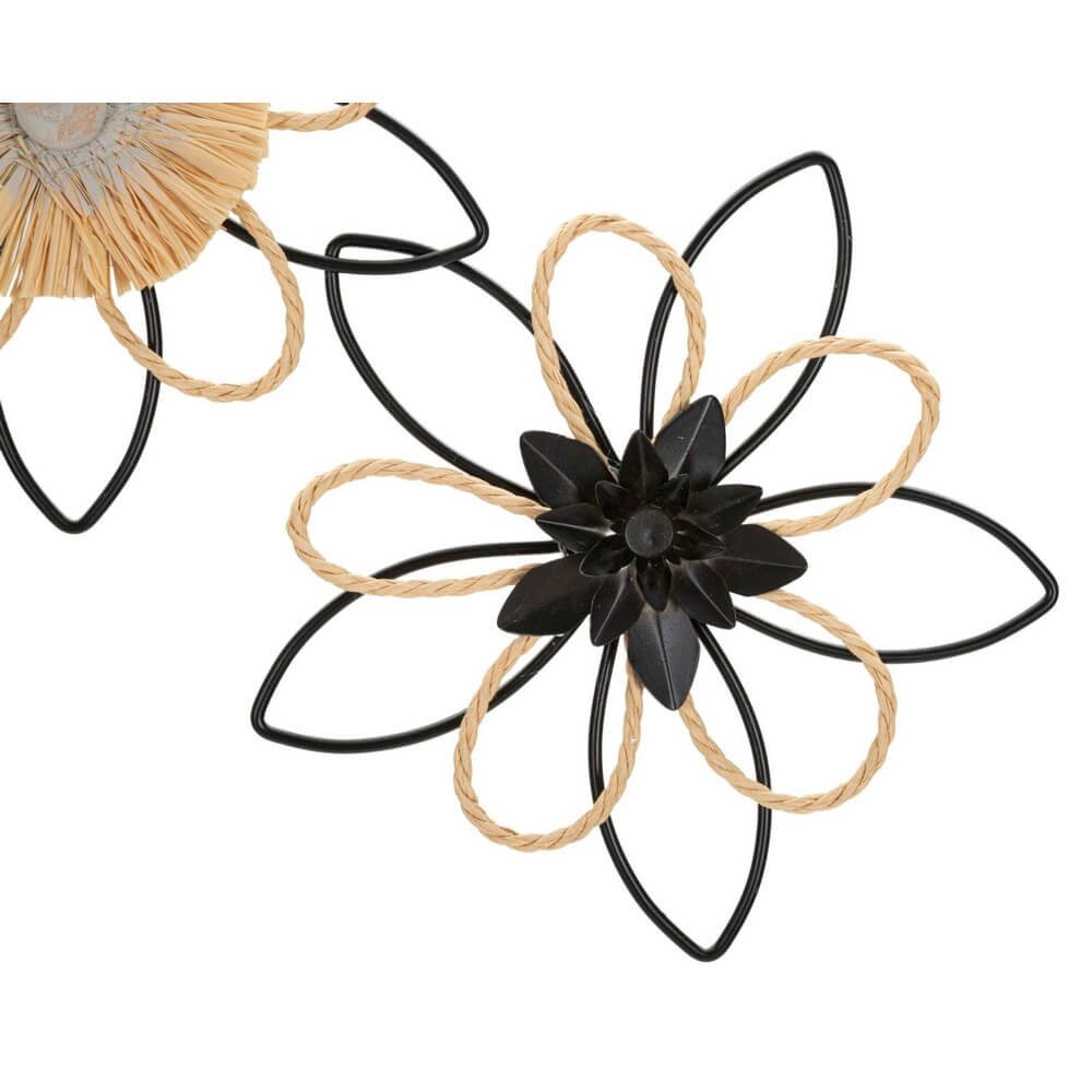 Decorazione Parete Ferro e Raffia Flusso cm 60X4X35 - FLOW