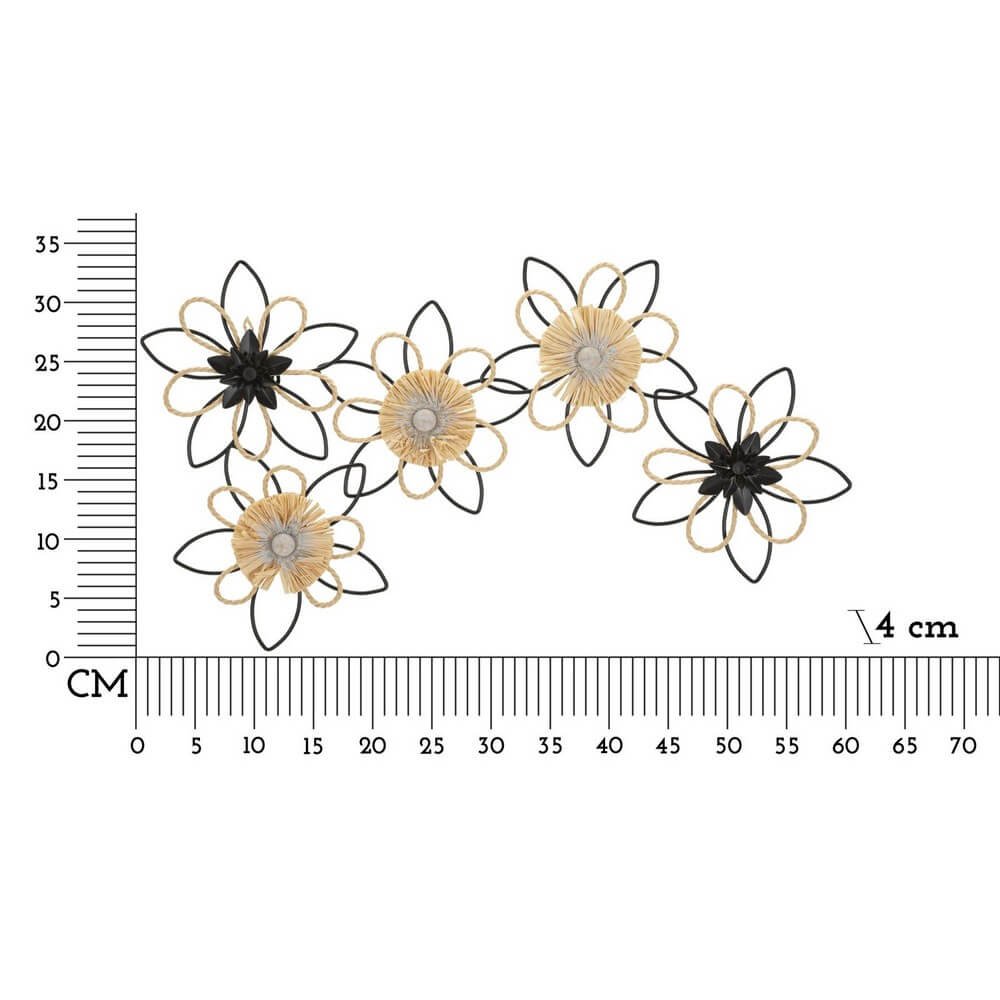 Decorazione Parete Ferro e Raffia Flusso cm 60X4X35 - FLOW
