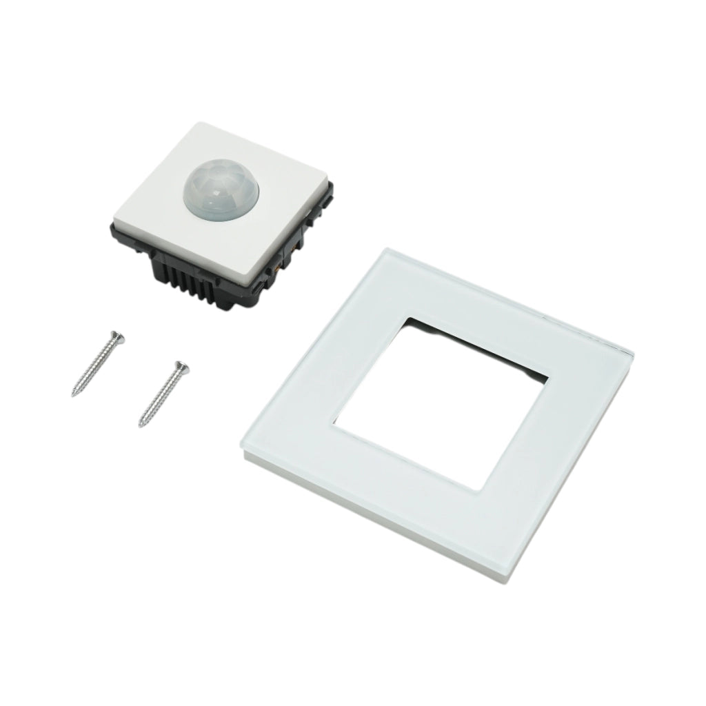 Interruttore sensore di movimento PIR bianco 220V, cornice in vetro 86x86x34mm
