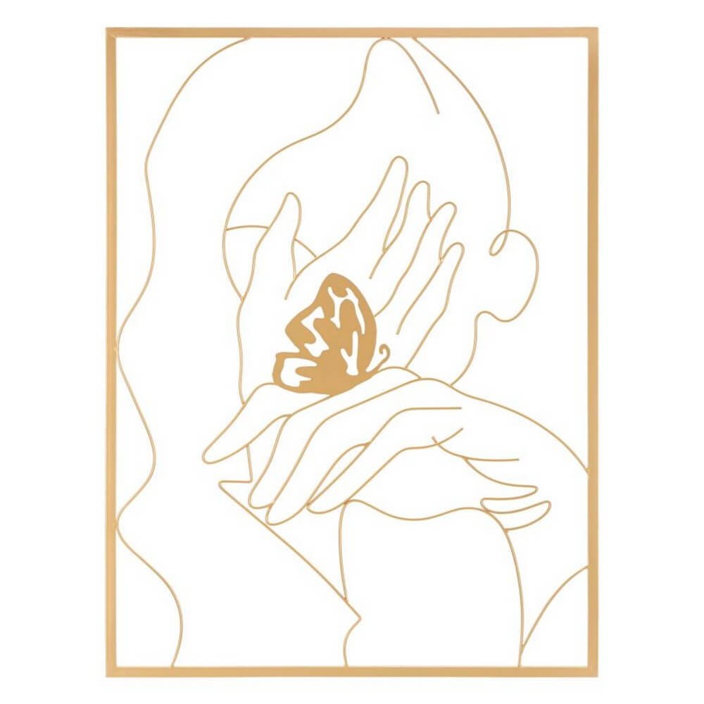 Decorazione Parete Ferro Mani sul Viso cm 60X80 - HANDS ON FACE