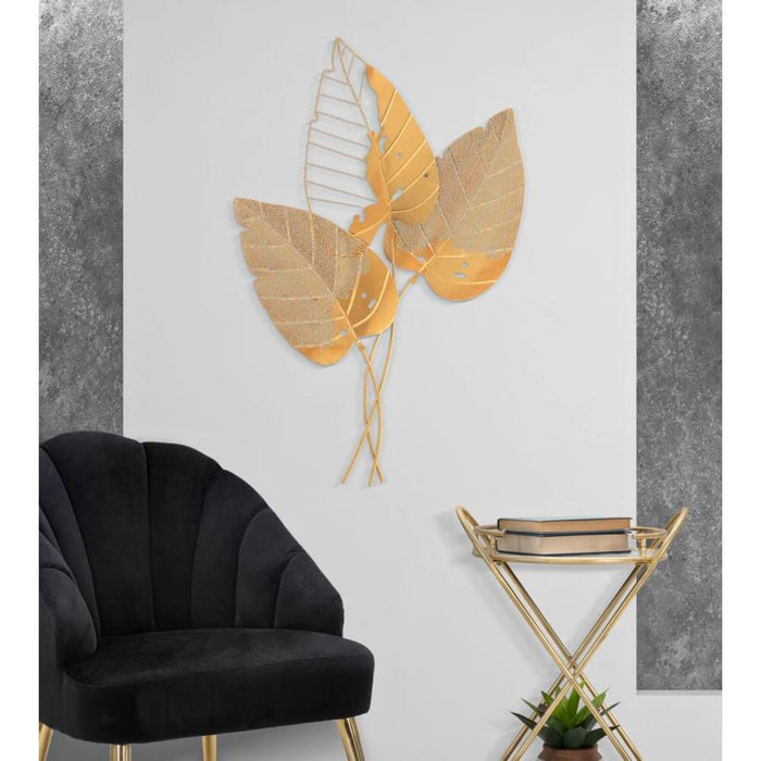 Decorazione Parete Ferro Foglia d'Oro cm 53X84,5 - AUTUMN LEAF GOLD