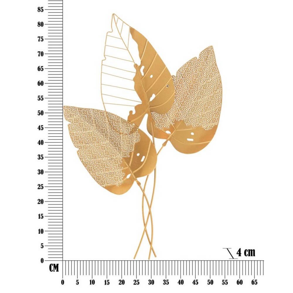 Decorazione Parete Ferro Foglia d'Oro cm 53X84,5 - AUTUMN LEAF GOLD