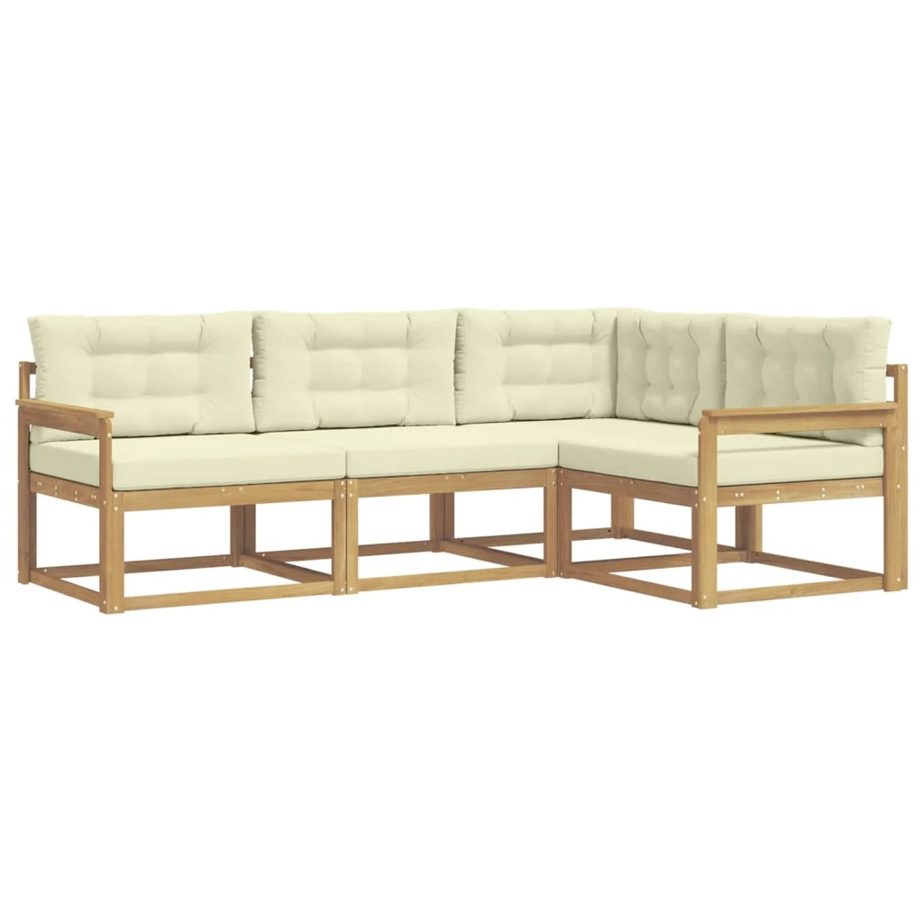 Set di divani da esterno 3 pz Bianco e Crema Poliestere 3386364