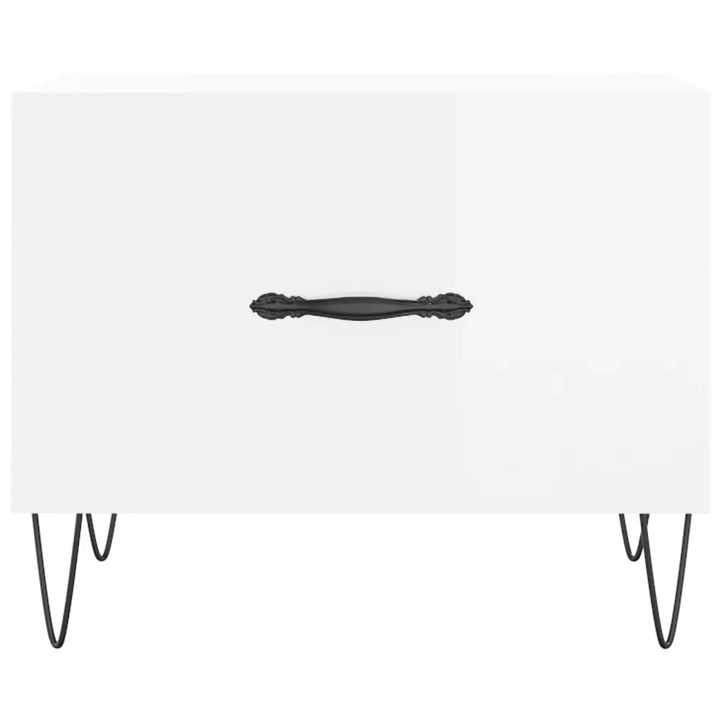 Tavolini Salotto 2pz Bianco Lucido 50x50x40cm Legno Multistrato