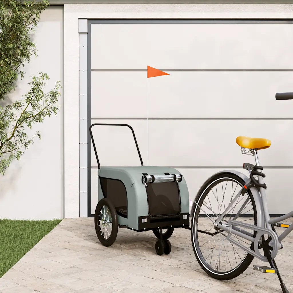 Rimorchio da Bici per Animali Grigio e Nero Oxford e Ferro CFW5480672