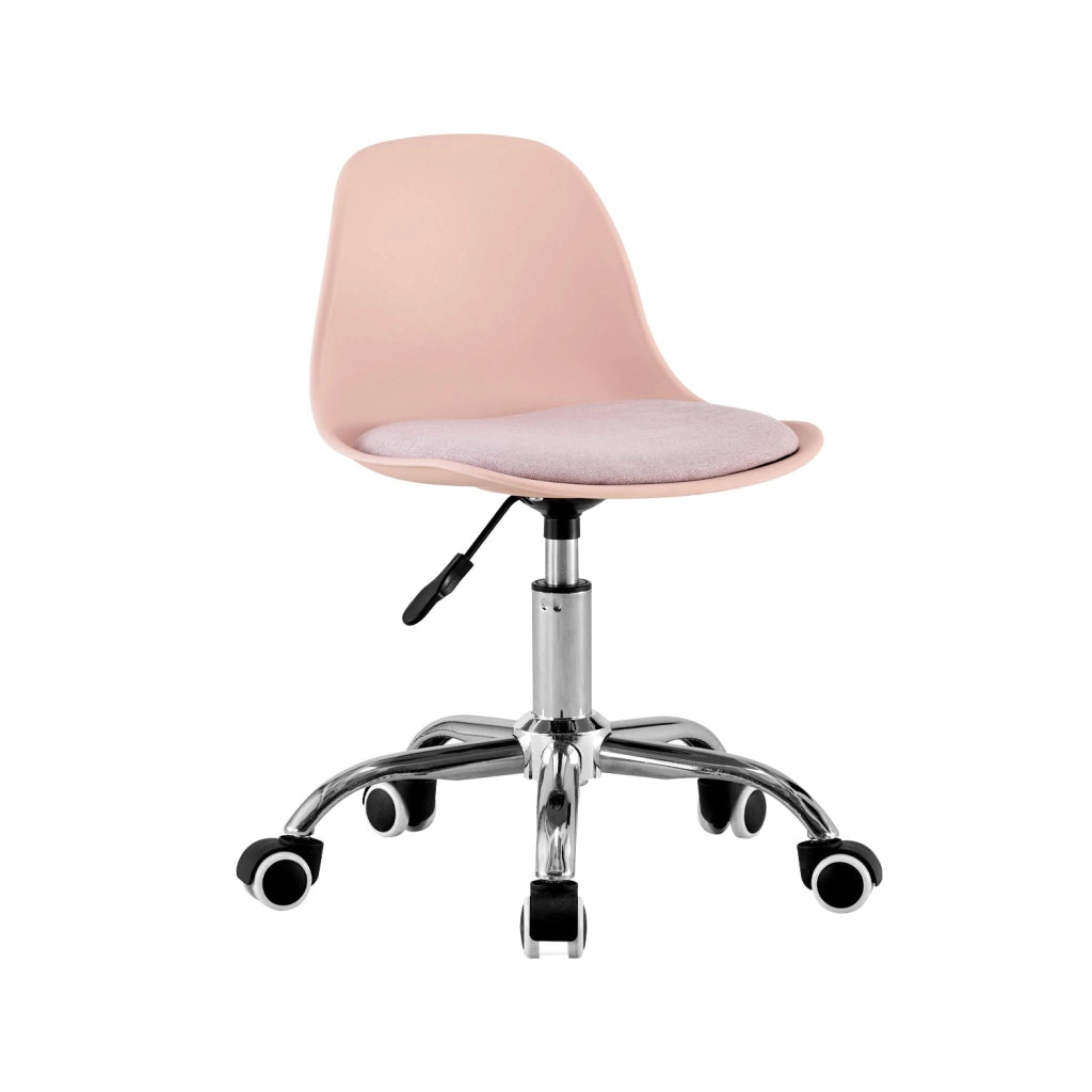 Sedia da ufficio per bambini regolabile con ruote regolabile, rosa