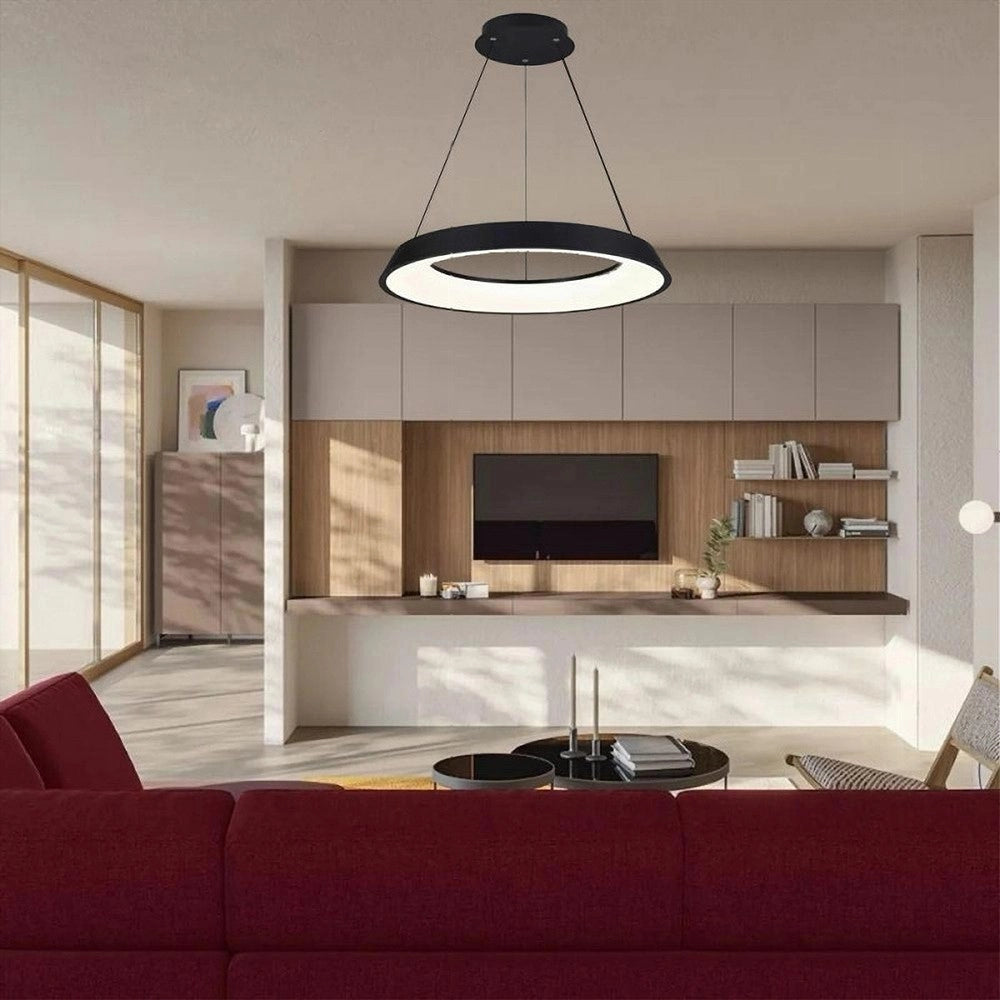 Trade Shop - Lampadario Led 43w Tre Colorazioni Luce Lampada Da Soffitto Ultra Moderno A71-3c - Nero