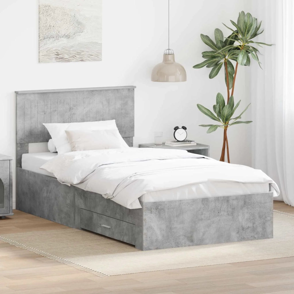 Letto singolo | Letto per adulti | Struttura del letto con testiera Grigio cemento 100 x 200 cm