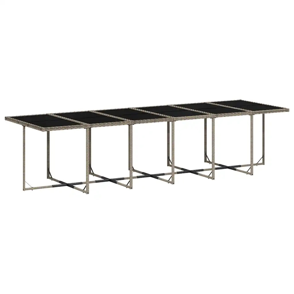 Set da Pranzo da Giardino 13pz con Cuscini Grigio in Polyrattan 3210764