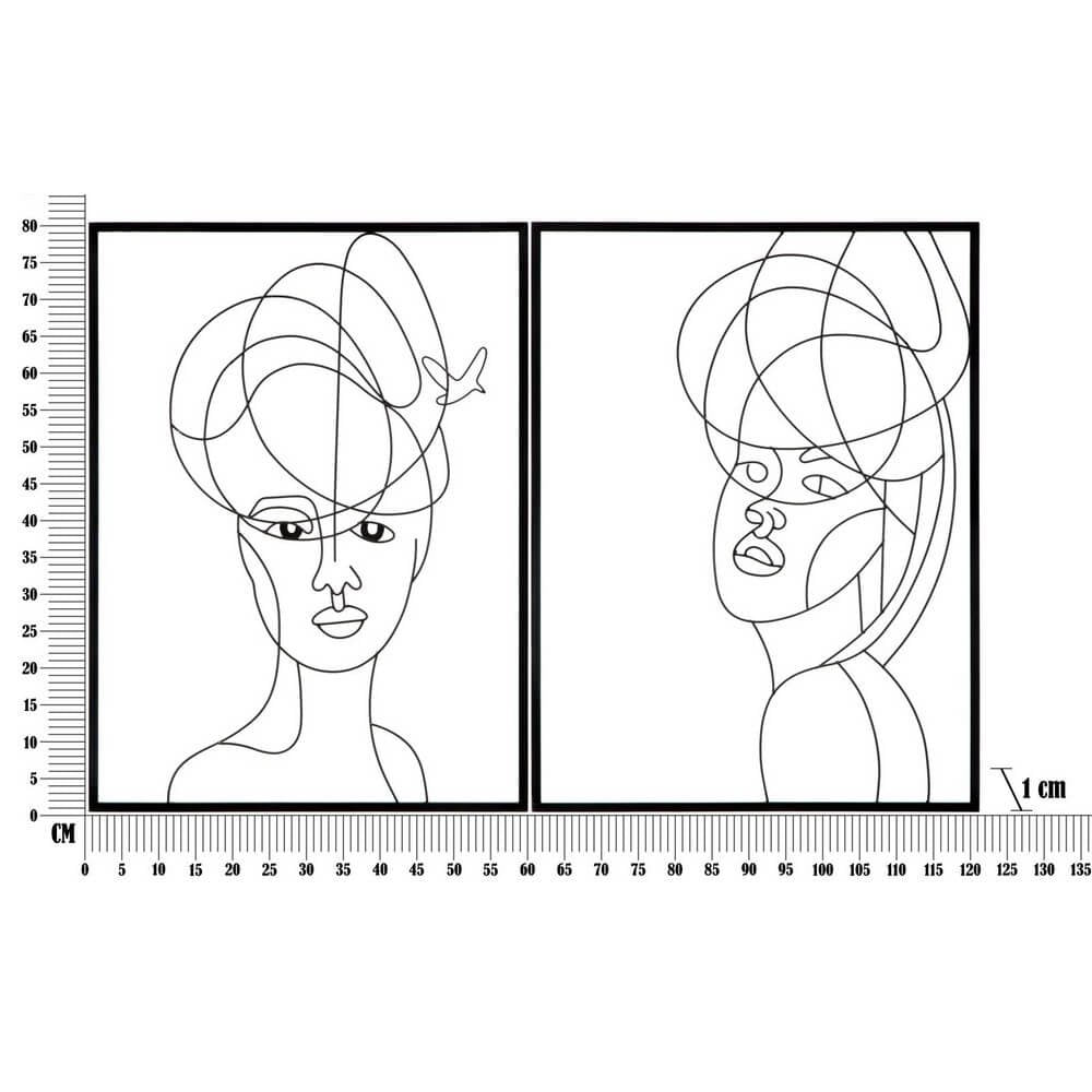 Decorazione Parete Ferro Coppia Semplice cm 70X1X100 - WOMAN SIMPLY