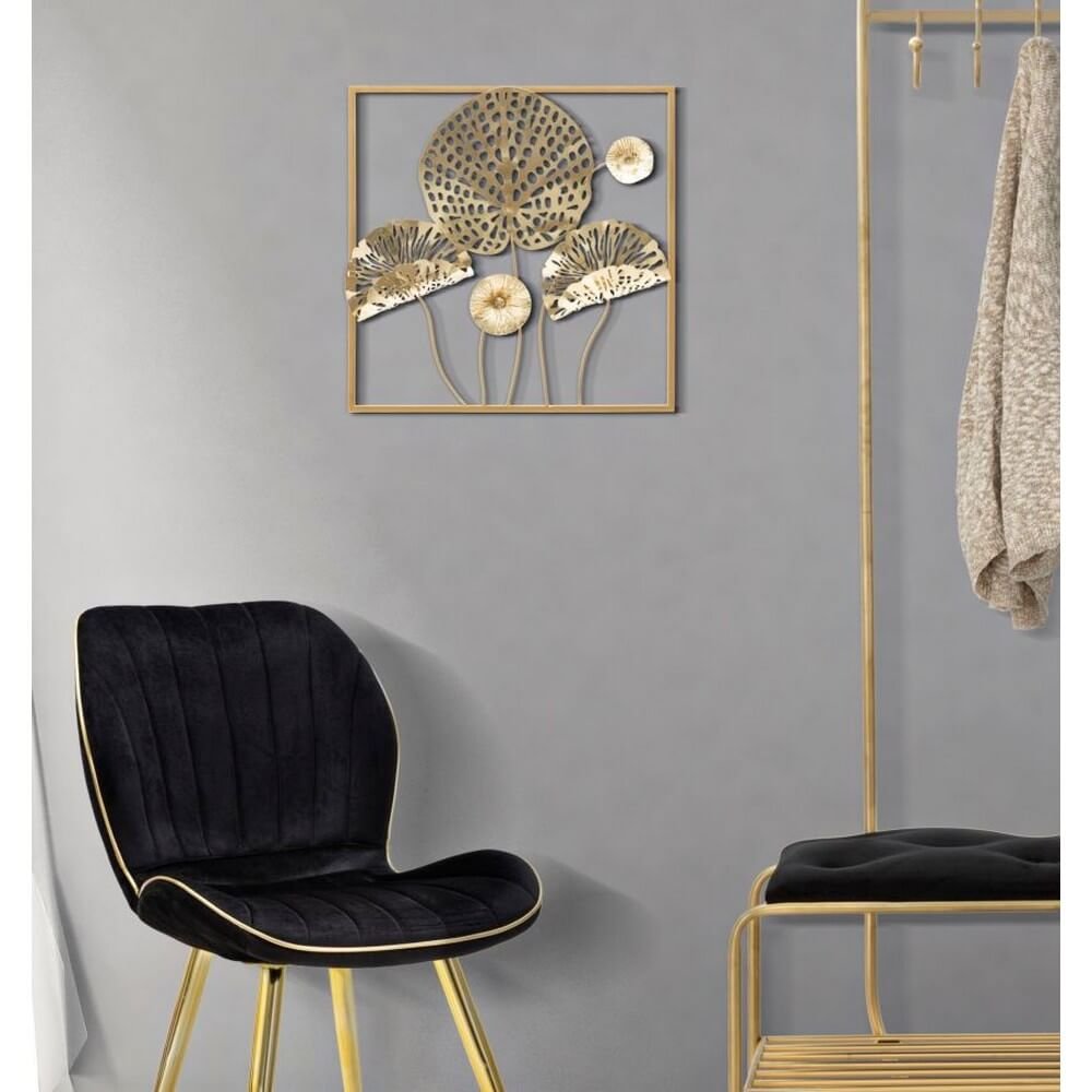 Decorazione Parete Ferro Tribale Semplice cm 60X1X80 - GOLD FLOWERS