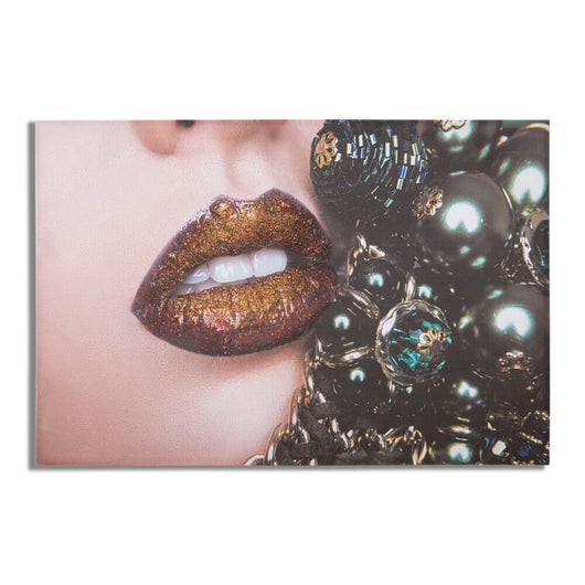 Decorazione Parete Vetro Cornice Specchiata cm 80X3,5X120 - BEAUTIFUL LIPS