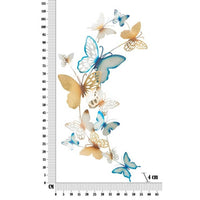 Decorazione Parete Muro Farfalle Orocm 59,5X4X111,5 - BUTTERFLIES ORO/CELESTE