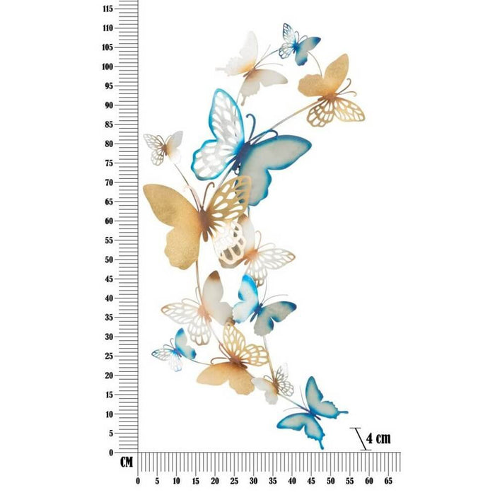 Decorazione Parete Muro Farfalle Orocm 59,5X4X111,5 - BUTTERFLIES ORO/CELESTE