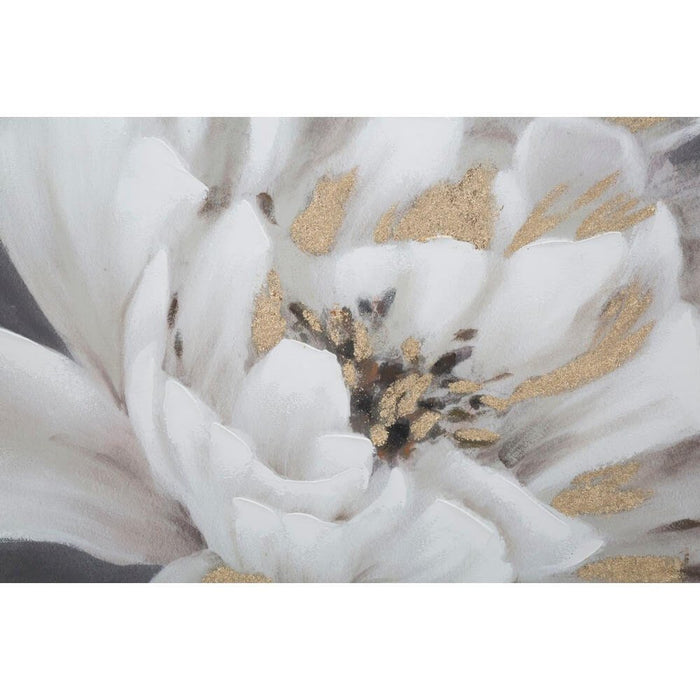 Dipinto su tela albero semplice cm 80X3,8X120 - WHITE/GOLD FLOWER