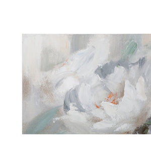 Dipinto su tela fiore e foglia cm 100X3,7X80 - CREAM FLOWER